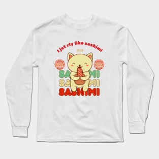 Purrfectly Sashimi-licious: 'I Just Really Like Sashimi' Cat Tee" Kawaii  Japanese Food Cat Kitty Long Sleeve T-Shirt